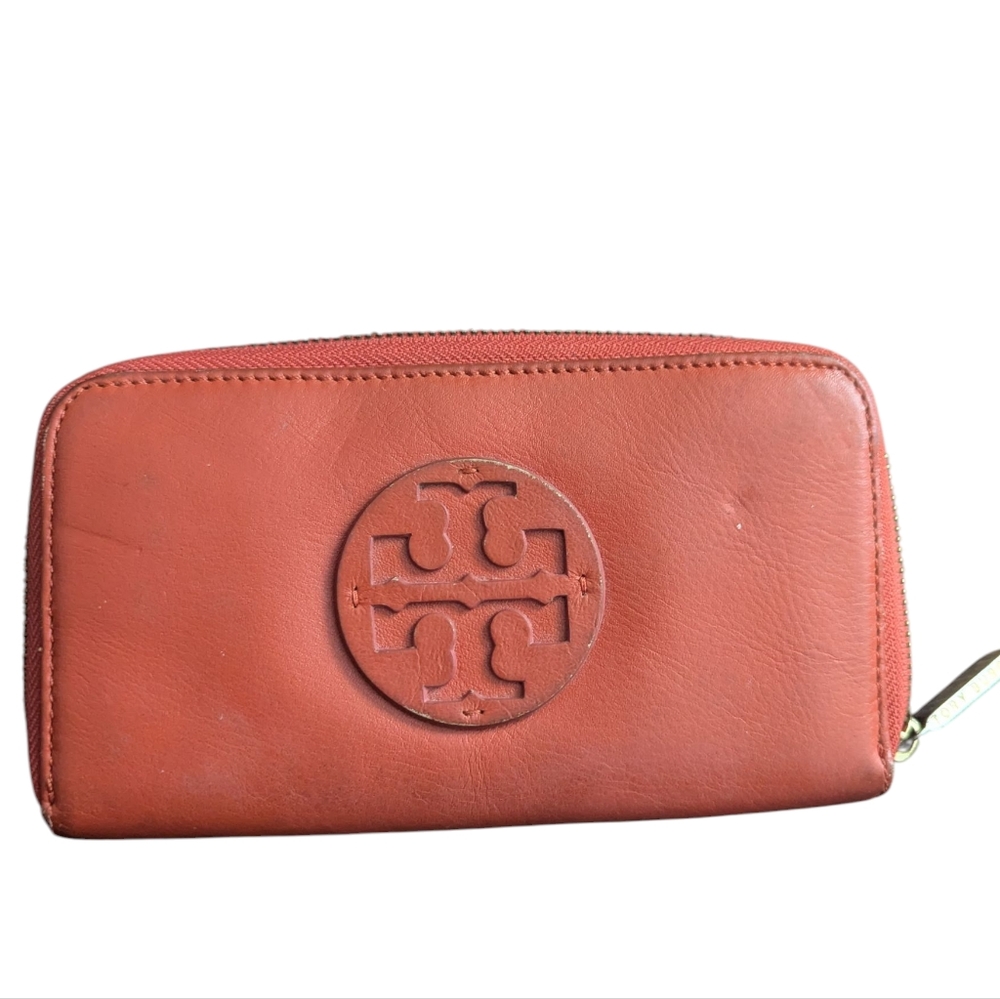 Tory Burch Signature Logo Leather Continental Zip Wallet